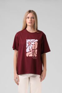 Rpm: RPM OS Floral Tee - Red Wine