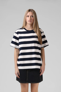 Rpm: RPM Stripe OS Tee - Navy/White Stripe