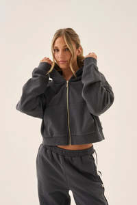 Araminta James: ARAMINTA JAMES Zip Hoodie - Washed Black