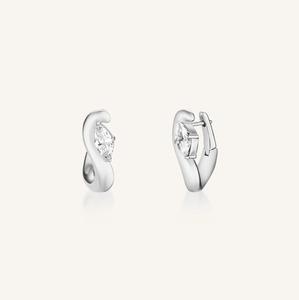 ROSEFIELD Marquise Wave Hoops - Silver