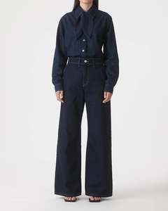 Outland Denim 1: OUTLAND DENIM Skye Mid Wide Trouser - Starlight