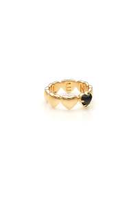 STOLEN GIRLFRIENDS CLUB Band Of Hearts Ring Onyx - Gold Plated