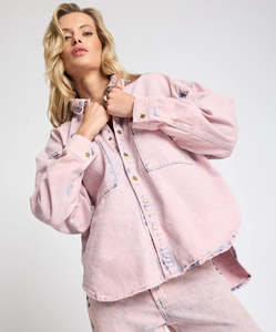 One Teaspoon: ONE TEASPOON Star Teaser Daria Denim Shacket - Pink Haze
