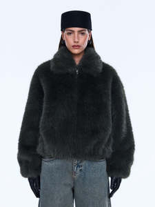 Ena Pelly: ENA PELLY Daphne Faux Fur Bomber - Olive