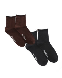 Womens: DEAR DYLAN Roulé Socks - Noir / Umber - Two Pairs