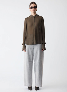 ESMAEE Even Georgette Shirt - Dark Olive