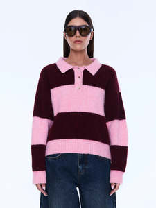 ENA PELLY Mikaela Knit Sweater - Cherry Stripe
