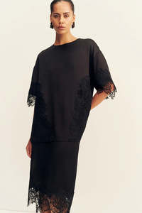 Shona Joy: SHONA JOY Eniko Lace T-shirt - Black