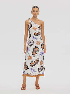 Kivari: KIVARI Marit Midi Dress - Cream / Tan