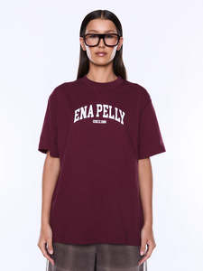 ENA PELLY Ivy Relaxed Tee - Burgundy / Ena Pelly