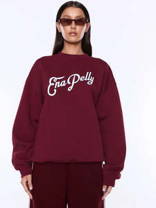 Ena Pelly: ENA PELLY Milla Oversized Sweatshirt - Burgundy / Ena Pelly