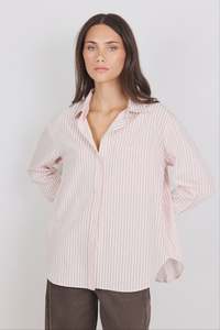 STORIES BE TOLD You Got This Blush Double Pinstripe Oversized Boyfriend Shirt - Blush