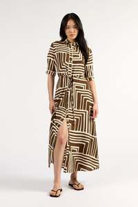TUESDAY LABEL Nicola Dress - Choc Geo