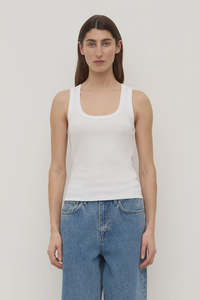 Womens: ASSEMBLY LABEL Robyn Scoop Neck Rib Tank - White