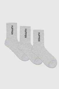 Mens: HUFFER HFR Rib Socks 3 Pack - Grey Marle