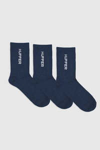 HUFFER HFR Rib Socks 3 Pack - Navy
