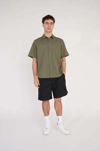 HUFFER Lin-in S/S Shirt - Khaki