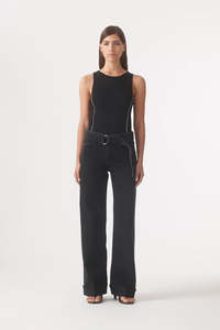 OUTLAND DENIM Mia Cuffed Belted Jeans - Ash Black