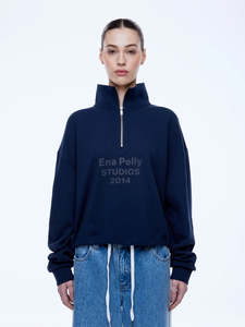 Ena Pelly: ENA PELLY Kenzie 1/4 Zip Jumper - Navy / EP Studios