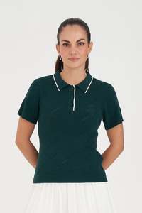 HUFFER Diamond Knit Polo - Golf Green