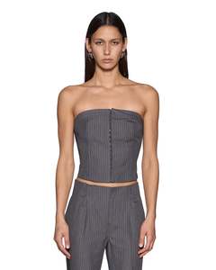 Ksubi: KSUBI Mondrian Bustier Top - Grey Pinstripe