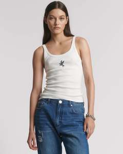 ONE TEASPOON One Teaspoon Fine Ribbed Singlet - White