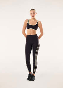 P E Nation: P.E NATION Cypher F/L Leggings - Black Bean / Soft Yellow