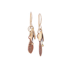 Jewellery Nz Earrings Redmanuka 1: Gold Spring Bud and Leaf Earrings | nz jewellery | Redmanuka