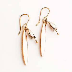 Jewellery Nz Earrings Redmanuka 1: Tūī's Nectar Gold and Silver Earrings | nz jewellery | redmanuka