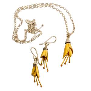 Heirloom Pieces 200 500: Kōwhai Necklace and Earrings Set