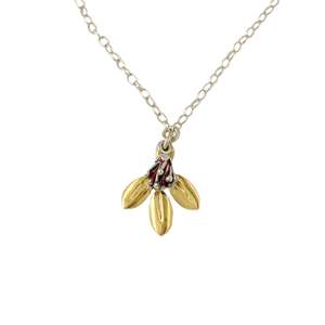Heirloom Pieces 200 500: Pōhutukawa Bud and Gold Leaf Necklace