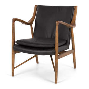 Armchairs: Finn Chair Black Leather