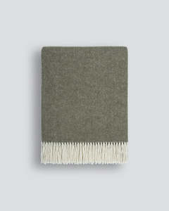 Linen Homewares: Mosman Wool Throw Olive 140x200cm