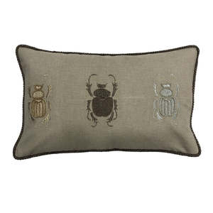Mothers Day Edit: Embroidered natural Cushion w/ Bugs 40x60