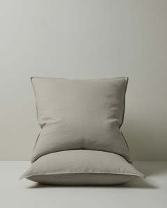 Linen Homewares: Ravello Standard Linen Pillowcase, Pebble