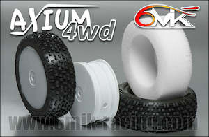 1 10 Offroad: 6MiK "AXIUM 4wd" 1/10 Front Staggered Indoor Tyres + Foam Inserts (1 pair)