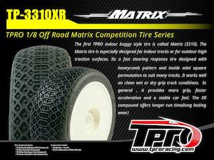 TPRO 1/8 OFFROAD MATRIX COMPETITION TYRE PRE-MOUNTED (PAIR)