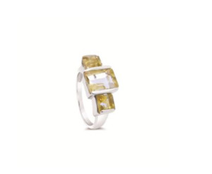 Stones Silver: Stones & Silver Stirling Silver 3 Stone Facet Citrine Ring 10mm