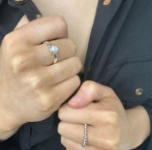 Stones & Silver Pearl Ring 6mm