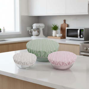 Bakeware Enamelware: Elastic Cotton Bowl Covers - 3 Piece Set