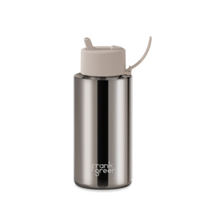 Coffee Tea: Frank Green 34oz Moon Dust Chrome with Flip Straw Lid