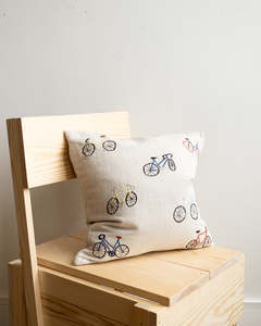 All: Bicycles Embroidered Cushion Cover