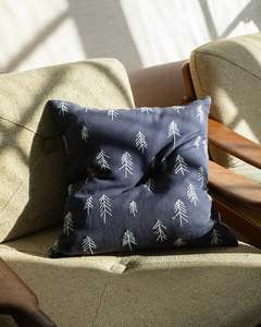 All: Tall Embroidered Cushion Cover, Anthracite blue