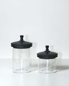 All: Black Wooden Lid Glass Jar