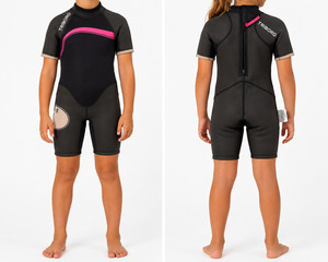 Tribord Kids Shorty Wetsuit Size 6 (114–121cm) – Black/Pink
