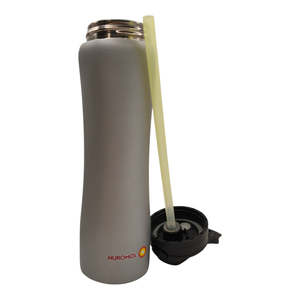 Nuromol Promotional Metal Drink Bottle with Straw Lid - Grey