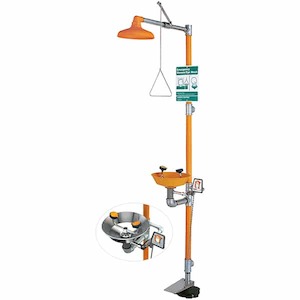 Emergency Showers And Eyewashes: Shower & Eye/Face Wash, Plastic Bowl, HFC, P/Coat