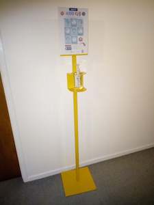 Sanitisers: Hand Sanitiser Stand with Sign - Yellow