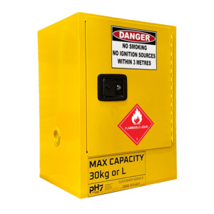 Storage Solutions: 30L Flammable Storage Cabinet, 1 Door, 2 Shelves