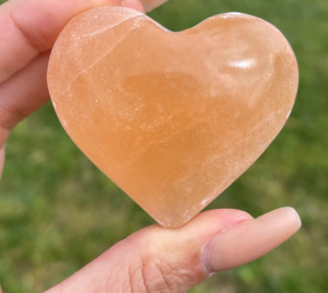 Crystals: ORANGE SELENITE HEART-Healing Crystal for Love and Clarity